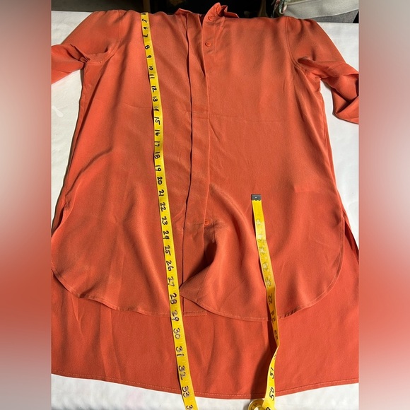 REISS Orange EDEN 💯 Silk long‎ sleeve button down shirt size 4 - Picture 16 of 16